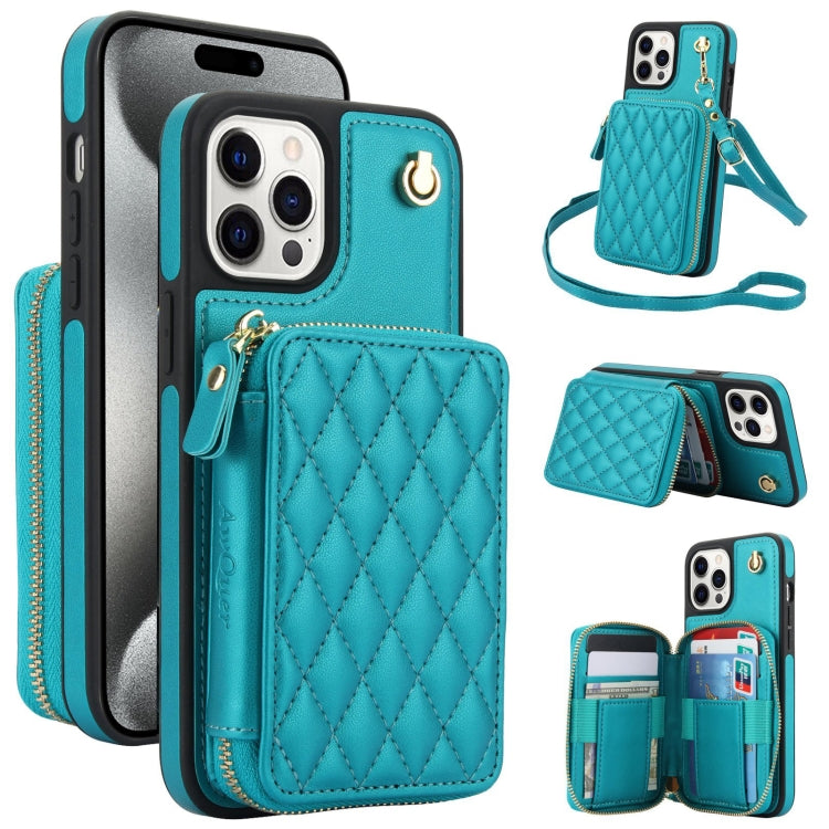 AwQuer Crossbody Zipper Wallet Rhombic Leather Back Phone Case, Series 5