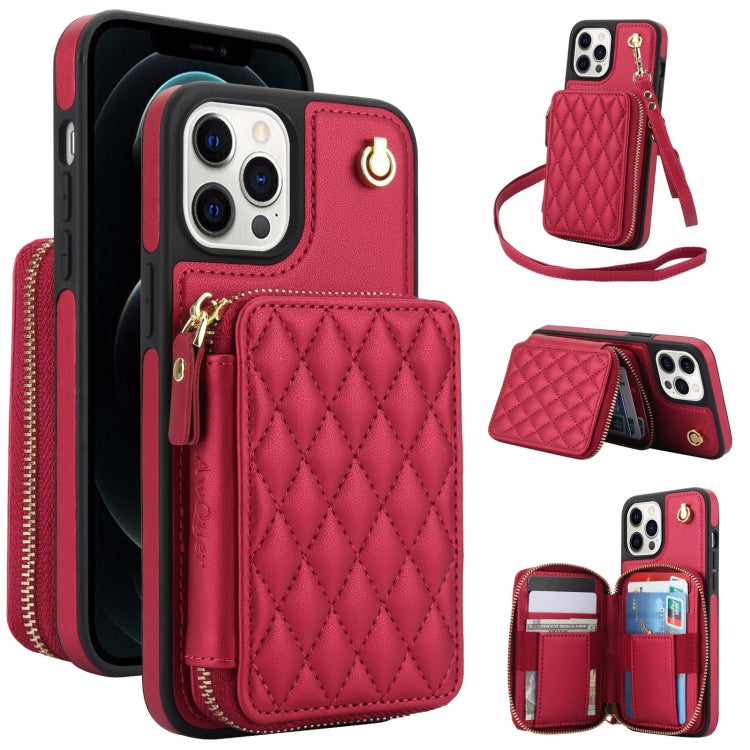 AwQuer Crossbody Zipper Wallet Rhombic Leather Back Phone Case, Series 3