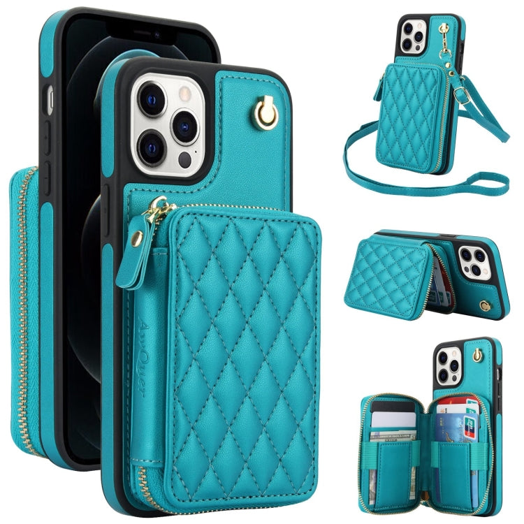 AwQuer Crossbody Zipper Wallet Rhombic Leather Back Phone Case, Series 3