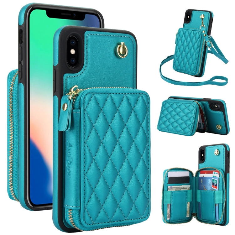 AwQuer Crossbody Zipper Wallet Rhombic Leather Back Phone Case, Series 3