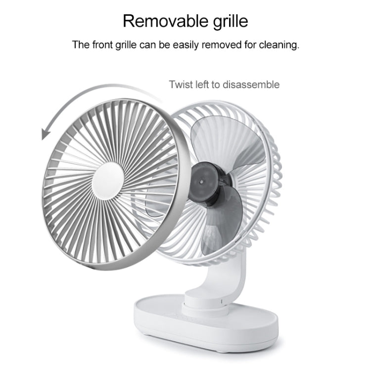 D77 4W Micro USB & USB-C / Type-C Rechargeable Portable Four-speed Adjustable Automatic Head Shaking Desktop Fan