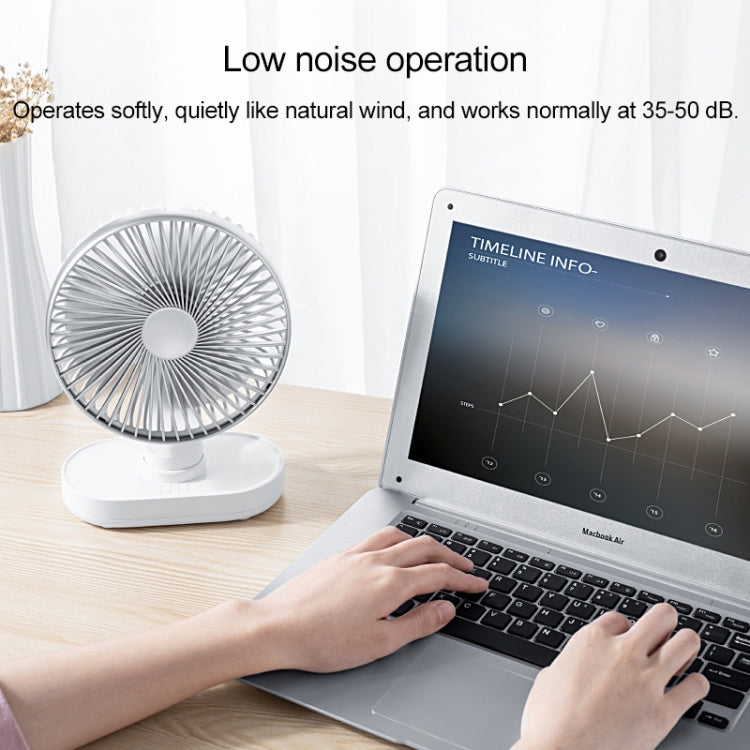 D77 4W Micro USB & USB-C / Type-C Rechargeable Portable Four-speed Adjustable Automatic Head Shaking Desktop Fan