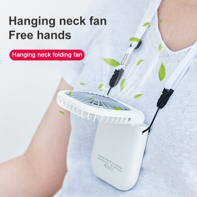 F20 Electroplating Handheld Fan Portable Desktop Folding Mute USB Hanging Neck Fan