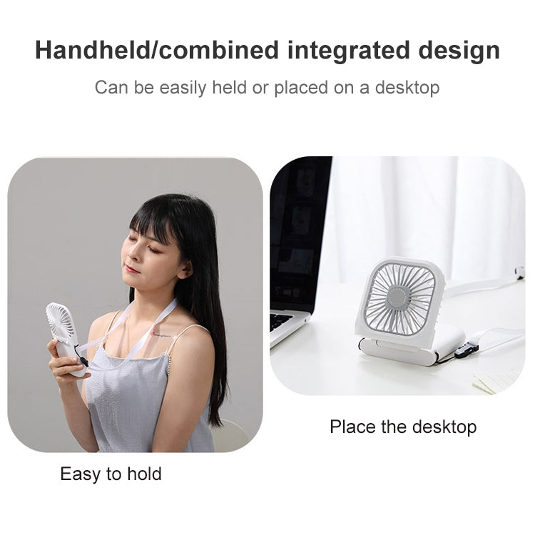 F20 Electroplating Handheld Fan Portable Desktop Folding Mute USB Hanging Neck Fan