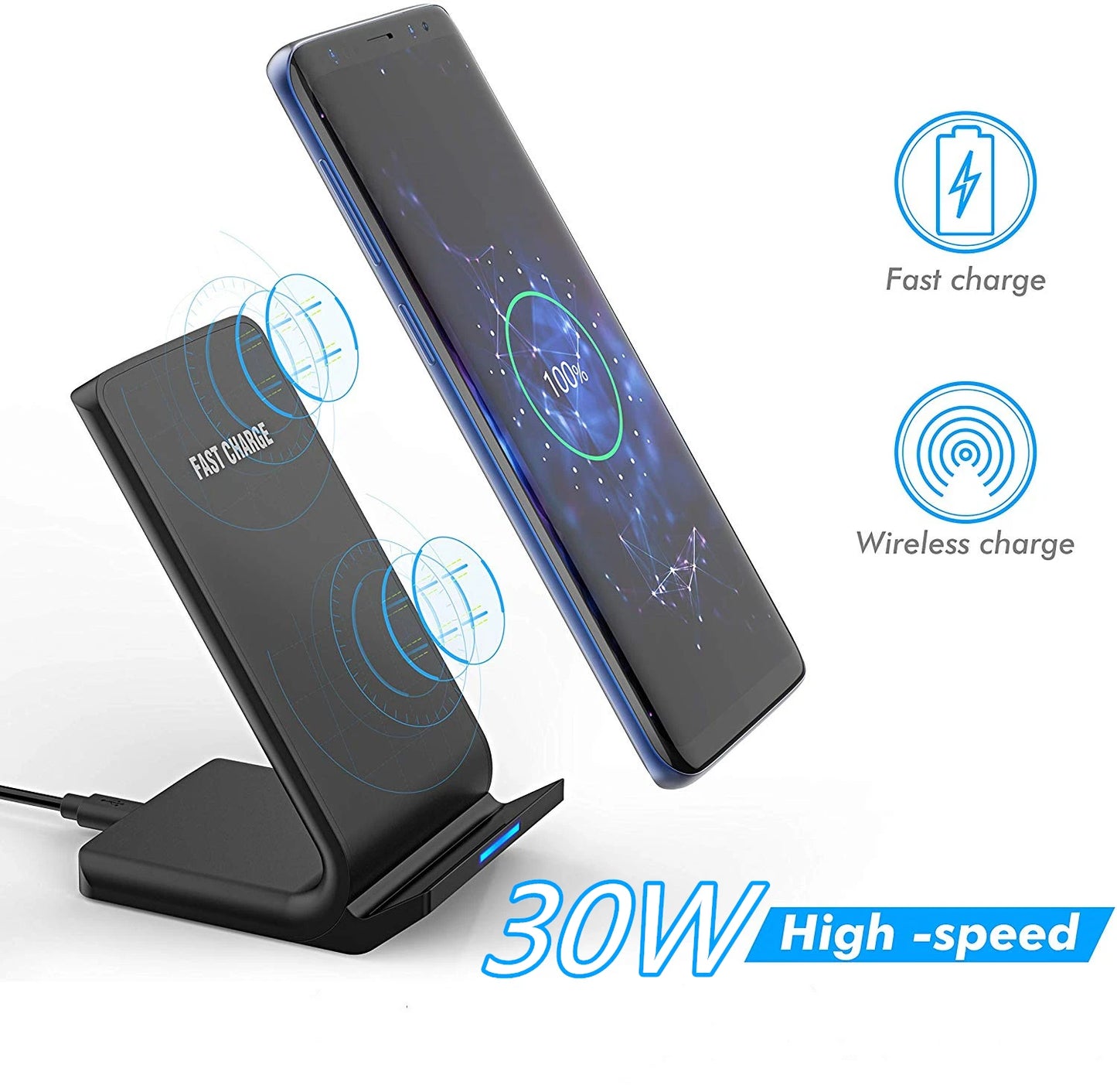 30W Qi Wireless Charger Stand Fast Charging Dock Station For iPhone 13 12 11 Pro X XS Max XR Samsung S20 S10 Xiaomi Phone Holder