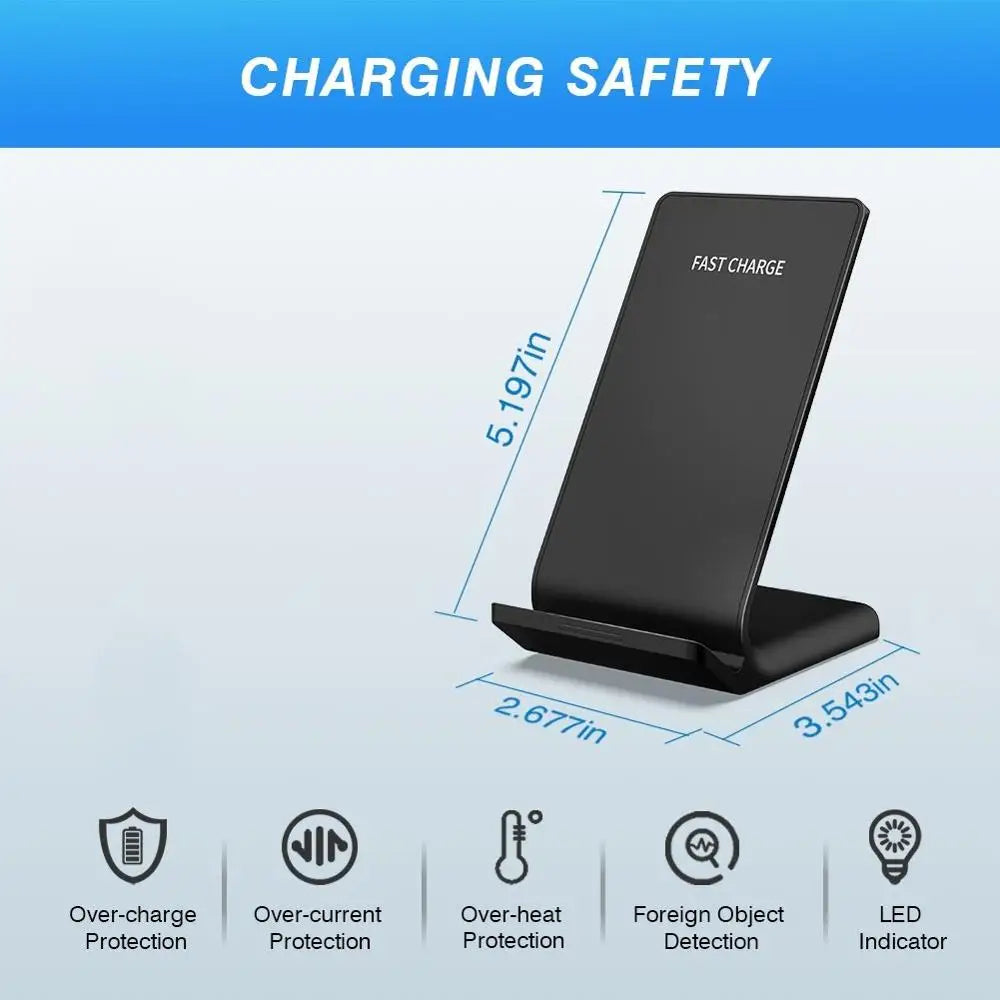 DCAE 10W Wireless Charger for Samsung S24 S23 S22 Note 20 Fast Wireless Charging Stand for IPhone XS Max XR X 8 11 12 13 14 15