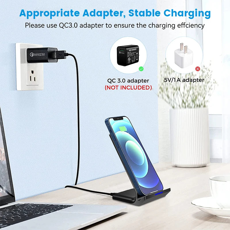 30W Qi Wireless Charger Stand Fast Charging Dock Station For iPhone 13 12 11 Pro X XS Max XR Samsung S20 S10 Xiaomi Phone Holder