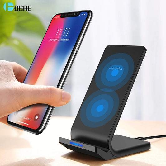 DCAE 10W Wireless Charger for Samsung S24 S23 S22 Note 20 Fast Wireless Charging Stand for IPhone XS Max XR X 8 11 12 13 14 15