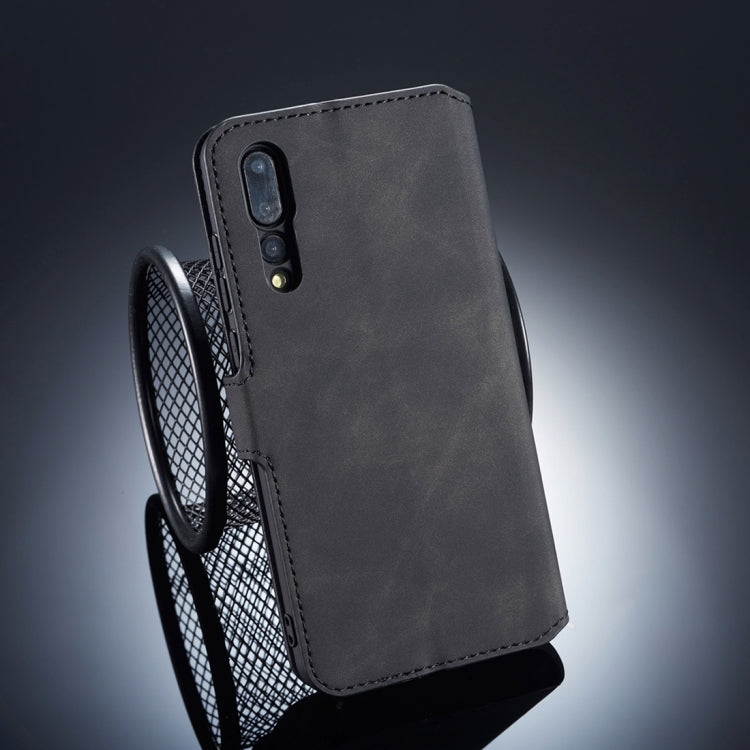 DG.MING Retro Oil Side Horizontal Flip Case for Huawei P20 Pro, with Holder & Card Slots & Wallet