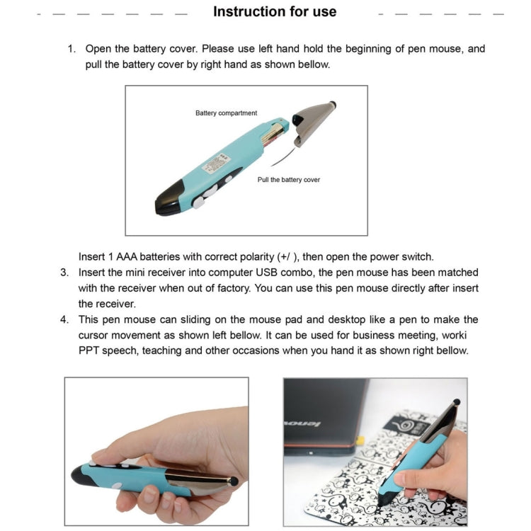 2.4GHz Innovative Pen-style Handheld Wireless Smart Mouse for PC Laptop