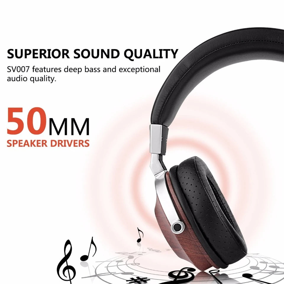 SIVGA SV007 Wooden Wired Headphone BASS HIFI Stereo Noise Isolation Over-ear Open-back Dynamic Driver Headset with Microphone