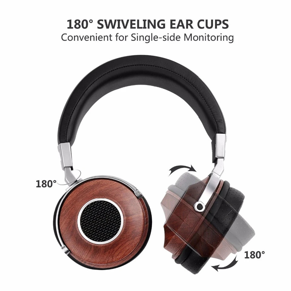 SIVGA SV007 Wooden Wired Headphone BASS HIFI Stereo Noise Isolation Over-ear Open-back Dynamic Driver Headset with Microphone