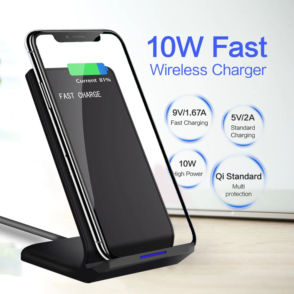 DCAE 10W Wireless Charger for Samsung S24 S23 S22 Note 20 Fast Wireless Charging Stand for IPhone XS Max XR X 8 11 12 13 14 15