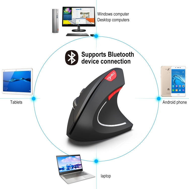 HXSJ T29 Bluetooth 3.0 Wireless Bluetooth 6-Keys 2400 DPI Adjustable Ergonomics Optical Vertical Mouse