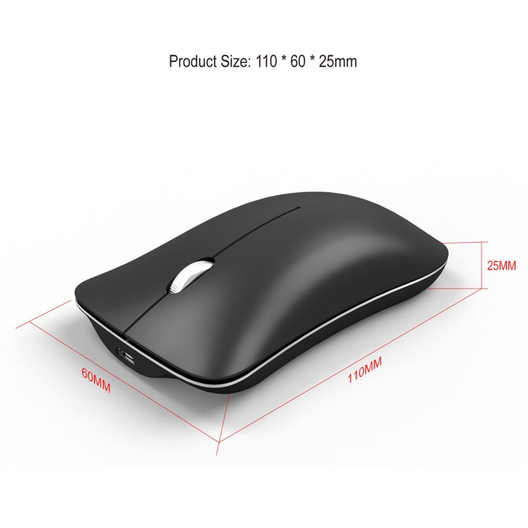 HXSJ T23 Bluetooth 5.0 + Bluetooth 3.0 + 2.4GHz Wireless Three Modes 4-Keys 1600 DPI Adjustable Ergonomics Optical Mouse