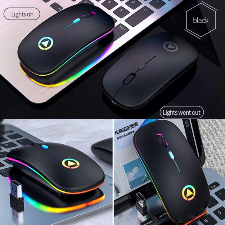 YINDIAO A2 BT3.0 + BT5.0 + 2.4GHz 1600DPI 3-modes Adjustable RGB Light Wireless Silent Bluetooth Mouse