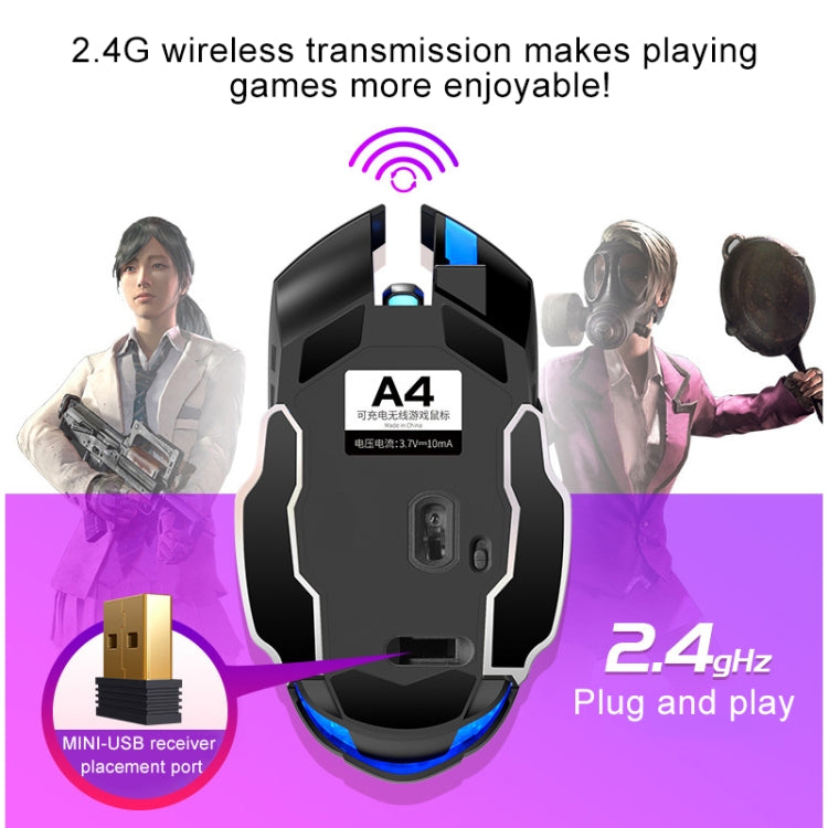 YINDIAO A4 2.4GHz 1600DPI 3-modes Adjustable Rechargeable Wireless Silent Gaming Mouse (Star Black)