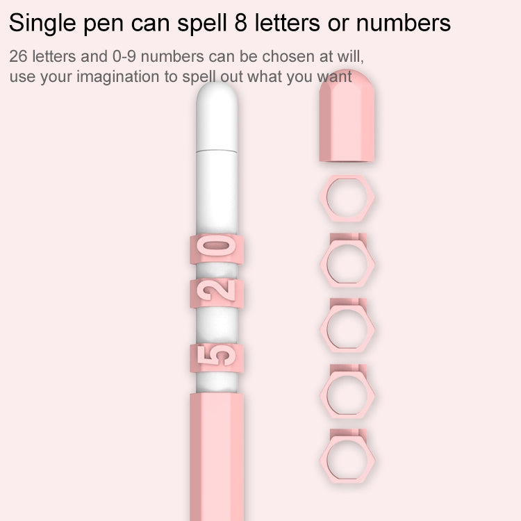 LOVE MEI For Apple Pencil 2 Number Letter Design Stylus Pen Silicone Protective Case Cover