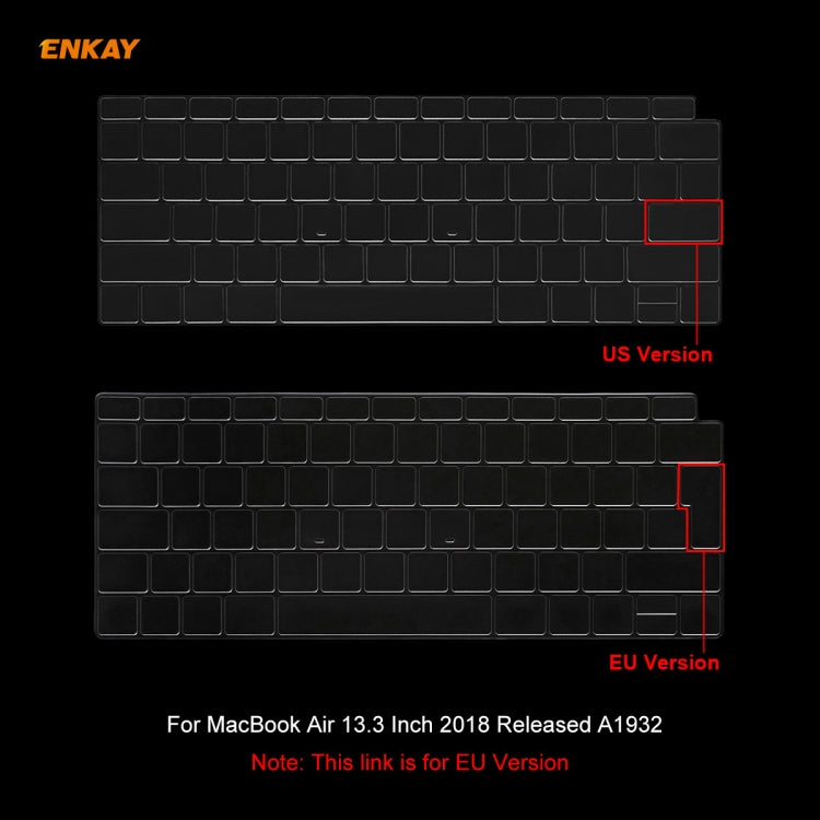 ENKAY TPU Keyboard Protector Cover for MacBook Air 13.3 inch A1932 (2018), EU Version