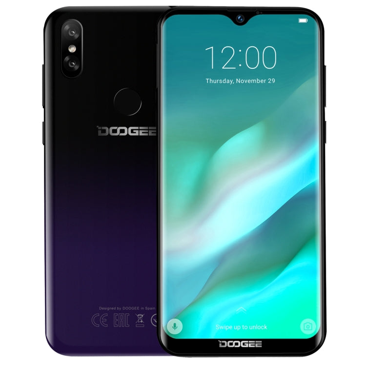 Dual Back Cameras, Face ID & DTouch Fingerprint,  6.1 inch Water-drop Screen Android 9.0 MTK6739 Quad Core up to 1.5GHz, Network: 4G,  OTA, Dual SIM, Y8 Emerald, Y8 Midnight Black, Y8 Phantom Purple