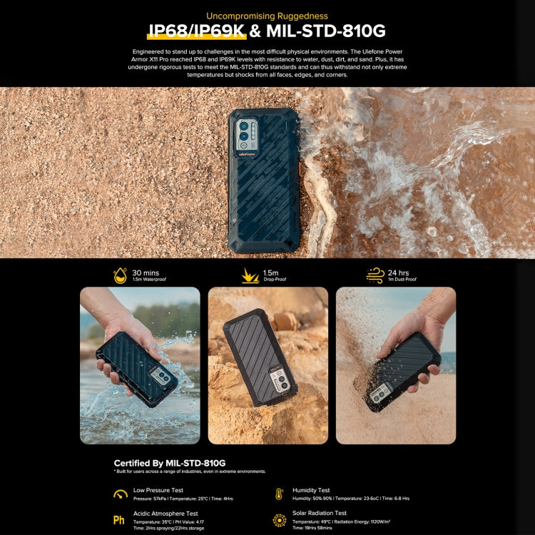 IP68/IP69K Waterproof Dustproof Shockproof, Dual Back Cameras, Face Unlock, 5.45 inch Android 12 MediaTek Helio G25 MT6762VWB Octa Core up to 2.0GHz, Network: 4G, NFC, OTG, Power Armor X11 Pro