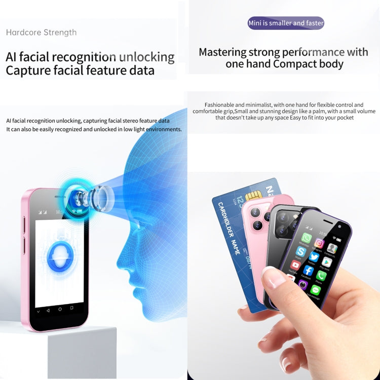 Face Recognition, 3.0 inch Android 9.0 MTK6739CW Quad Core up to 1.28GHz, OTG, Network: 4G, Dual SIM, Support Google Play