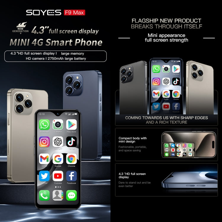 SOYES SOYES F9 Max,  4GB+64GB, 4.3 inch Android 12 MTK6762 Octa Core, Network: 4G, OTG, Dual SIM