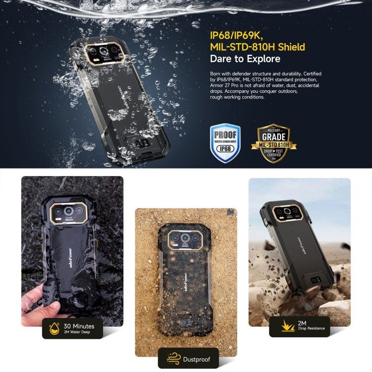 Ulefone Armor 27 Pro Rugged Phone, 12GB+256GB, Night Vision, 10600mAh, 6.78 inch Android 14 MediaTek Dimensity 6300 Octa Core, Network: 5G, NFC