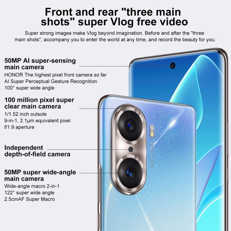 Triple Back Cameras, Screen Fingerprint Identification, 6.78 inch Magic UI 5.0 Qualcomm Snapdragon 778G Plus 6nm Octa Core up to 2.5GHz, Network: 5G, OTG, NFC, Not Support Google Play, 60 Pro 5G 8GB+256GB