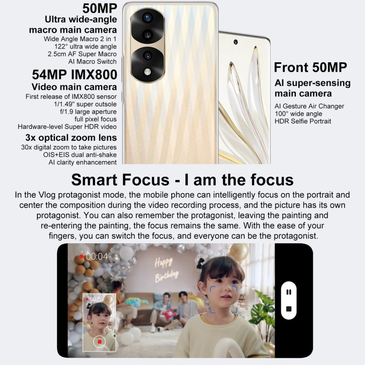 Triple Back Cameras, Screen Fingerprint Identification, 6.78 inch Magic UI 6.1 Dimensity 9000 Octa Core up to 3.05GHz, Network: 5G, OTG, NFC, Not Support Google Play, Honor 70 Pro+ 5G 8GB+256GB