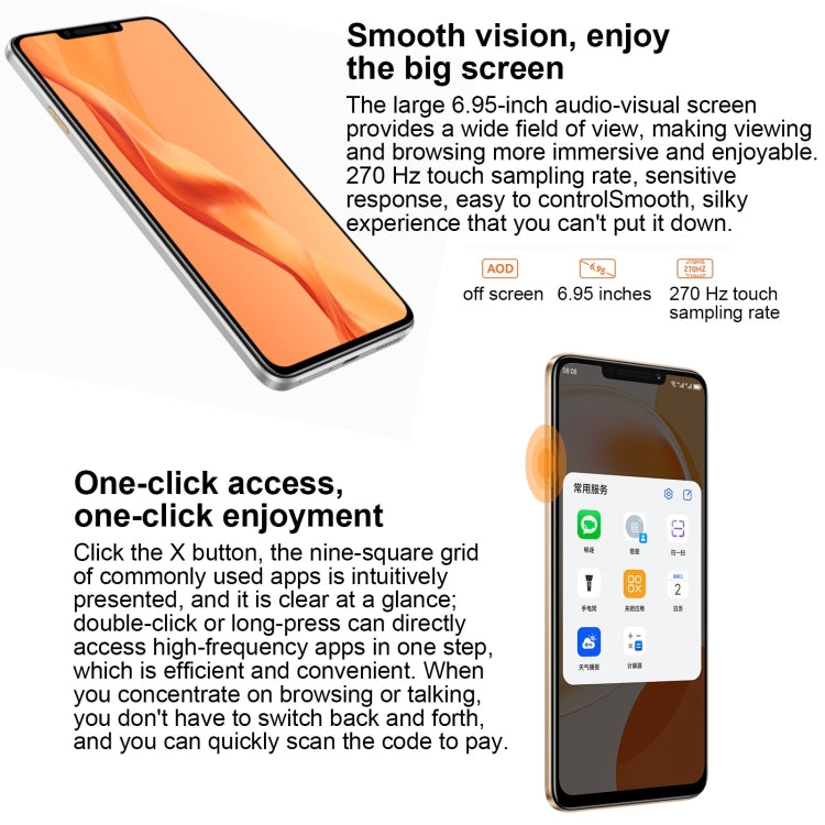 Dual Back Cameras, Side Fingerprint Identification, 7000mAh Battery, 6.95 inch HarmonyOS 3.0 Qualcomm Snapdragon 680 Octa Core 2.4GHz, Network: 4G, OTG, NFC, Not Support Google Play, 512GB Black, 512GB Orange