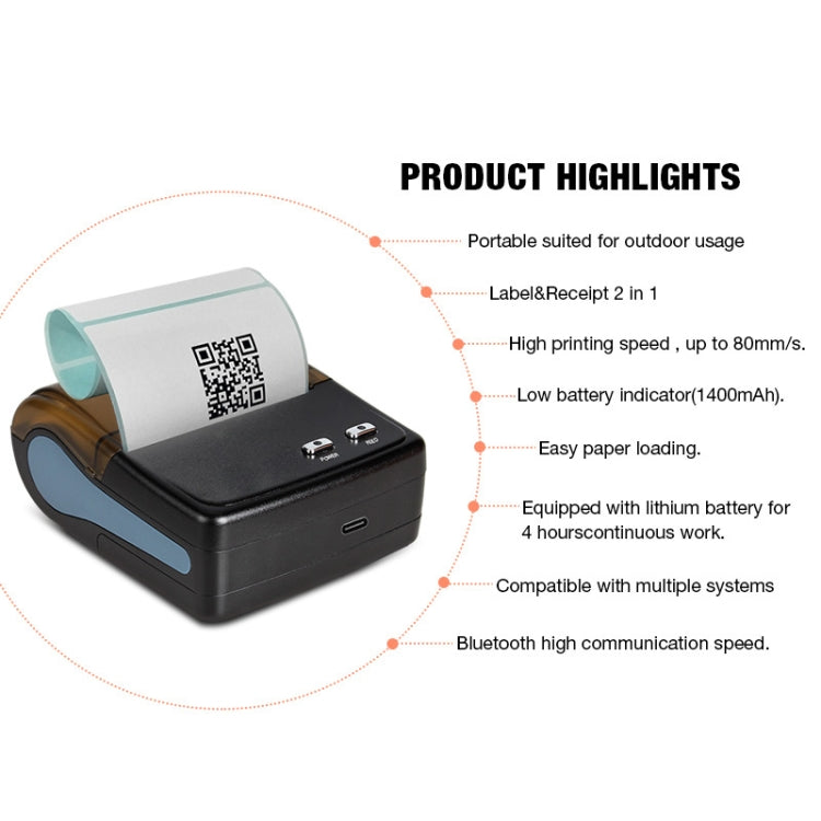 QS-8001 Portable 80mm Bluetooth POS Receipt Thermal Printer, QS-8001