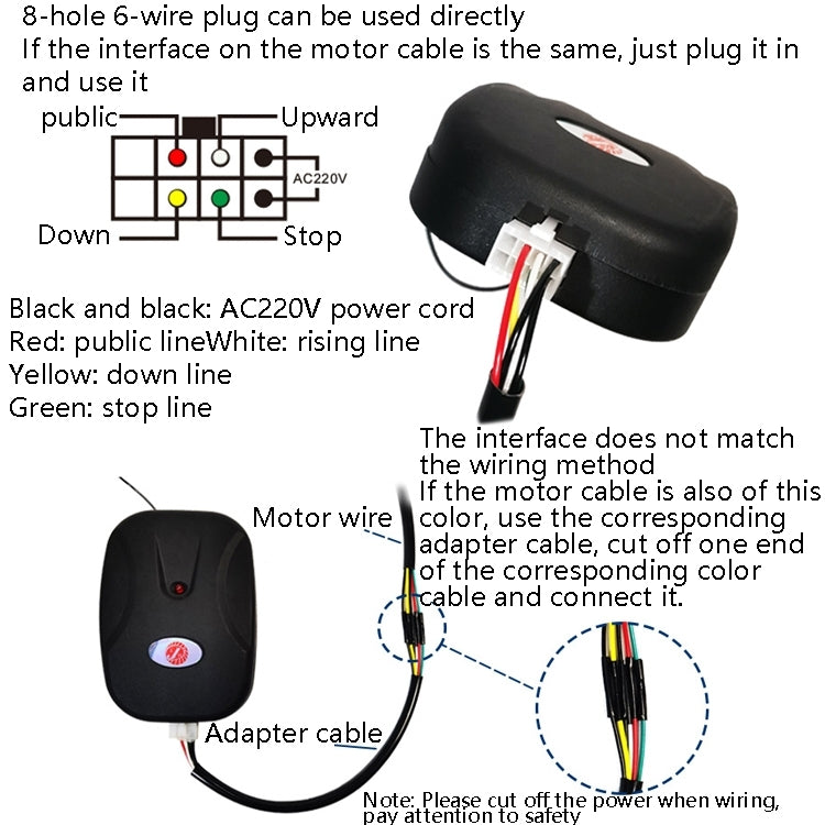 Electric Garage Door Controller Rolling Door Roll Gate Remote Control Plug-Chain Motor Receiver with Cable