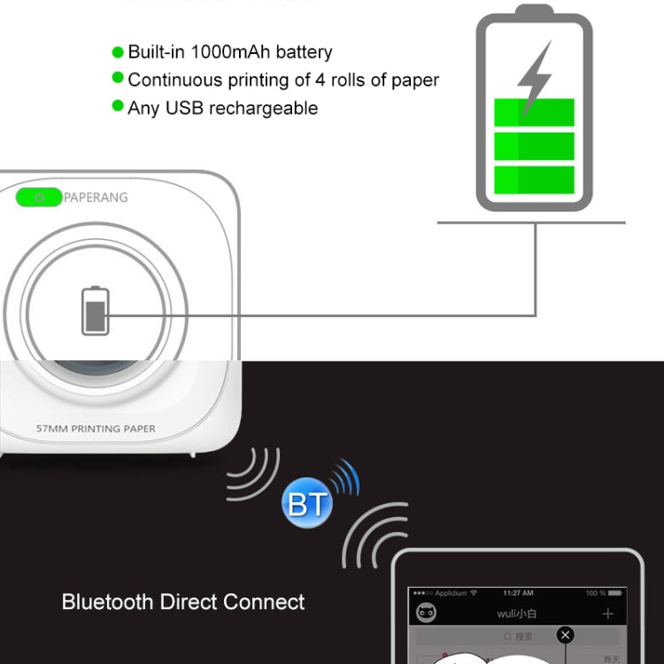 PAPERANG P1 Portable ABS Bluetooth 4.0 Printer Thermal Photo Phone Wireless Connection Printer