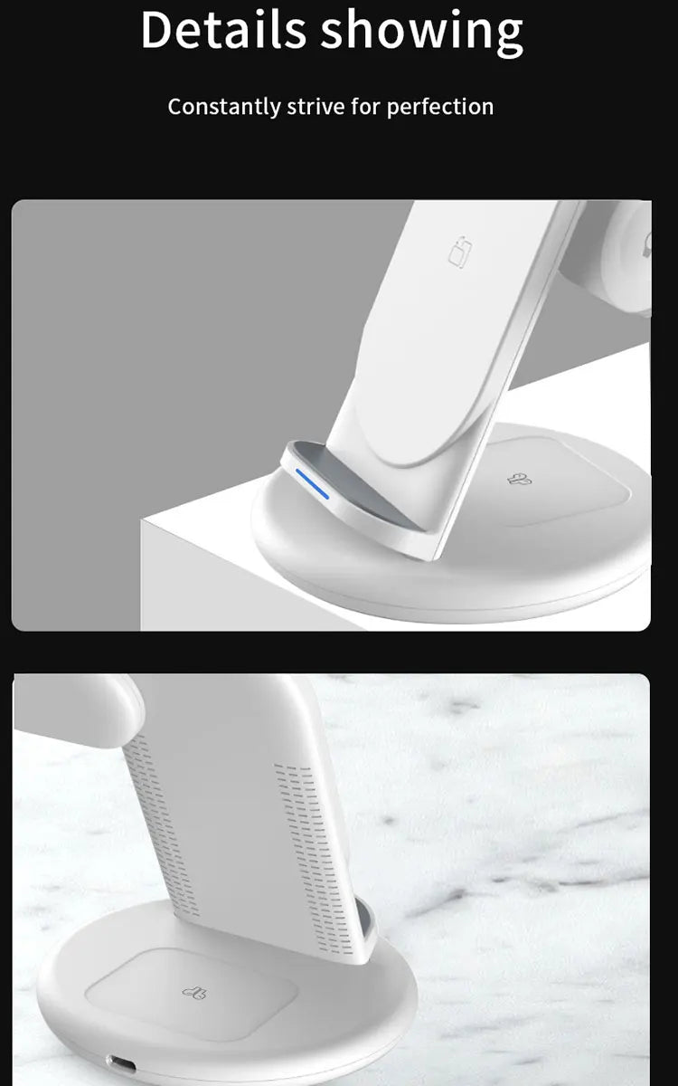 WiWU 3 in 1 Wireless Charger 15W Portable Design Wireless Charging for iPhone 16 15 14 13 12 With Stand Charge for Airpods Watch