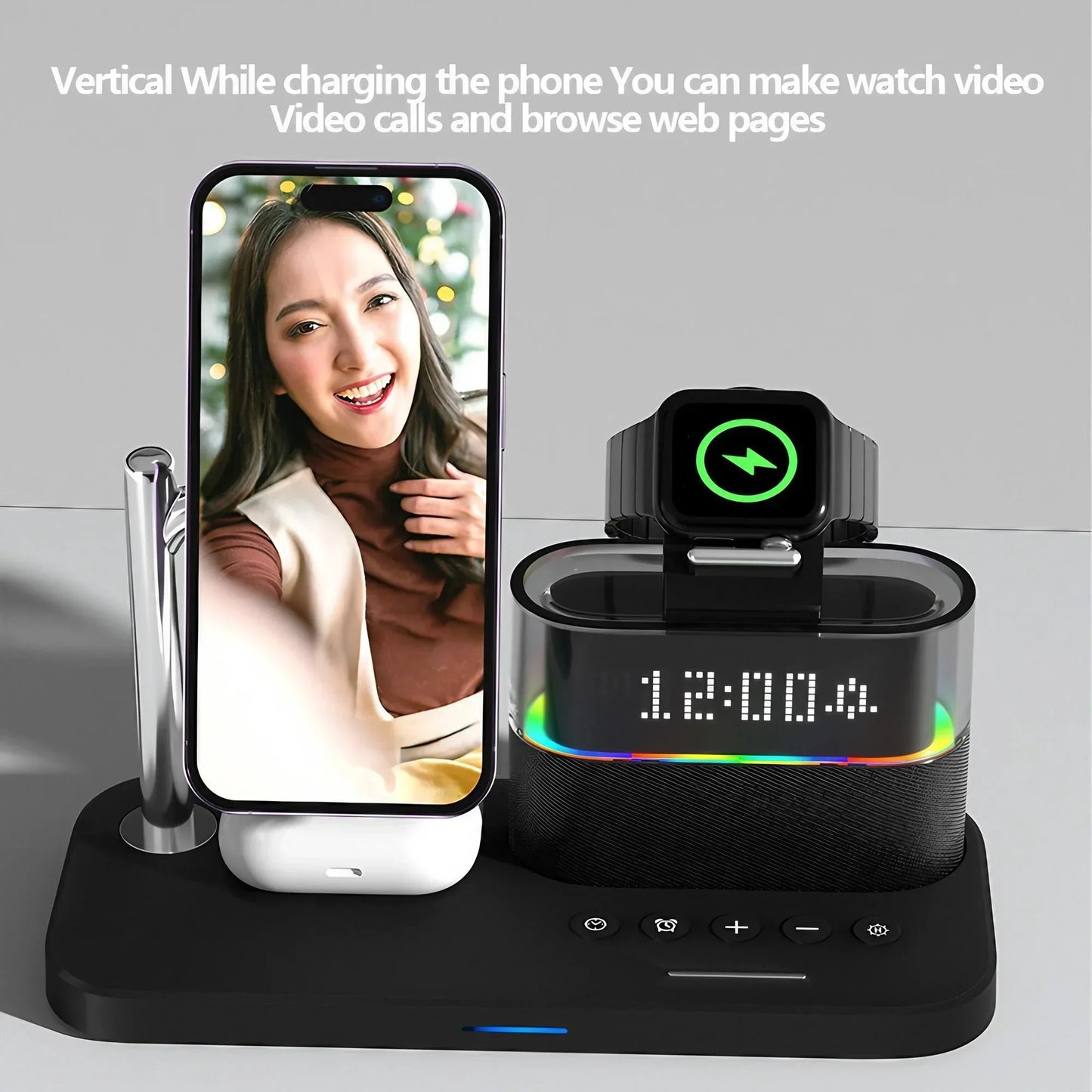 Wireless Charging Station for Magnetic Charging Stand for iPhone Series 15/14/13/12 iWatch Ultra/8/7/6/5 AirPods 3/2/Pro Samsung