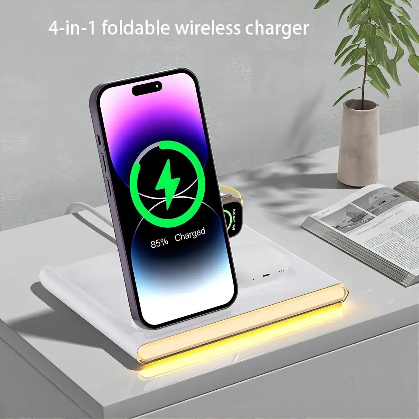 4 in 1 Fast Charing Wireless Charger Station with 30W PD Charger for IPhone/ Samsung All Phones and Watches