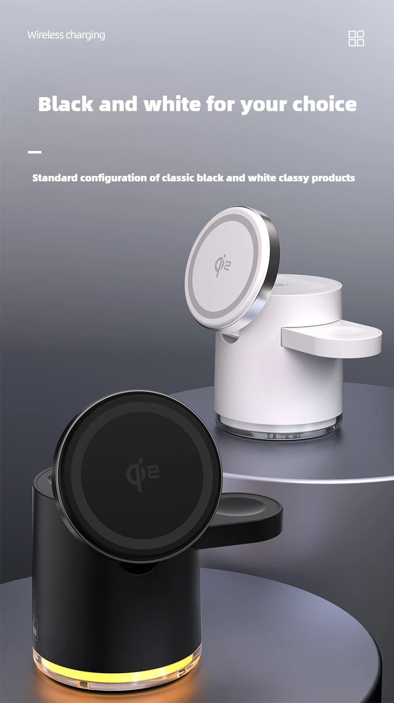 C16 Qi2 3-in-1 Wireless Charger Magsafe Magnetic Fast Charge Earphone Stand Watch Charging Base for IPhone16 15 Watch/Airpods