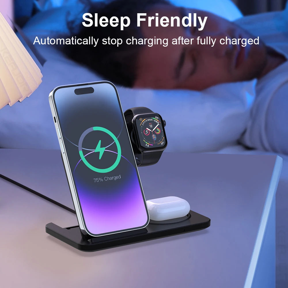 3 in 1 Wireless Charger for Iphone 16 15 14 13 12 Pro Max Apple Watch and Airpods Wireless Charger for Apple Fast Charge Type C