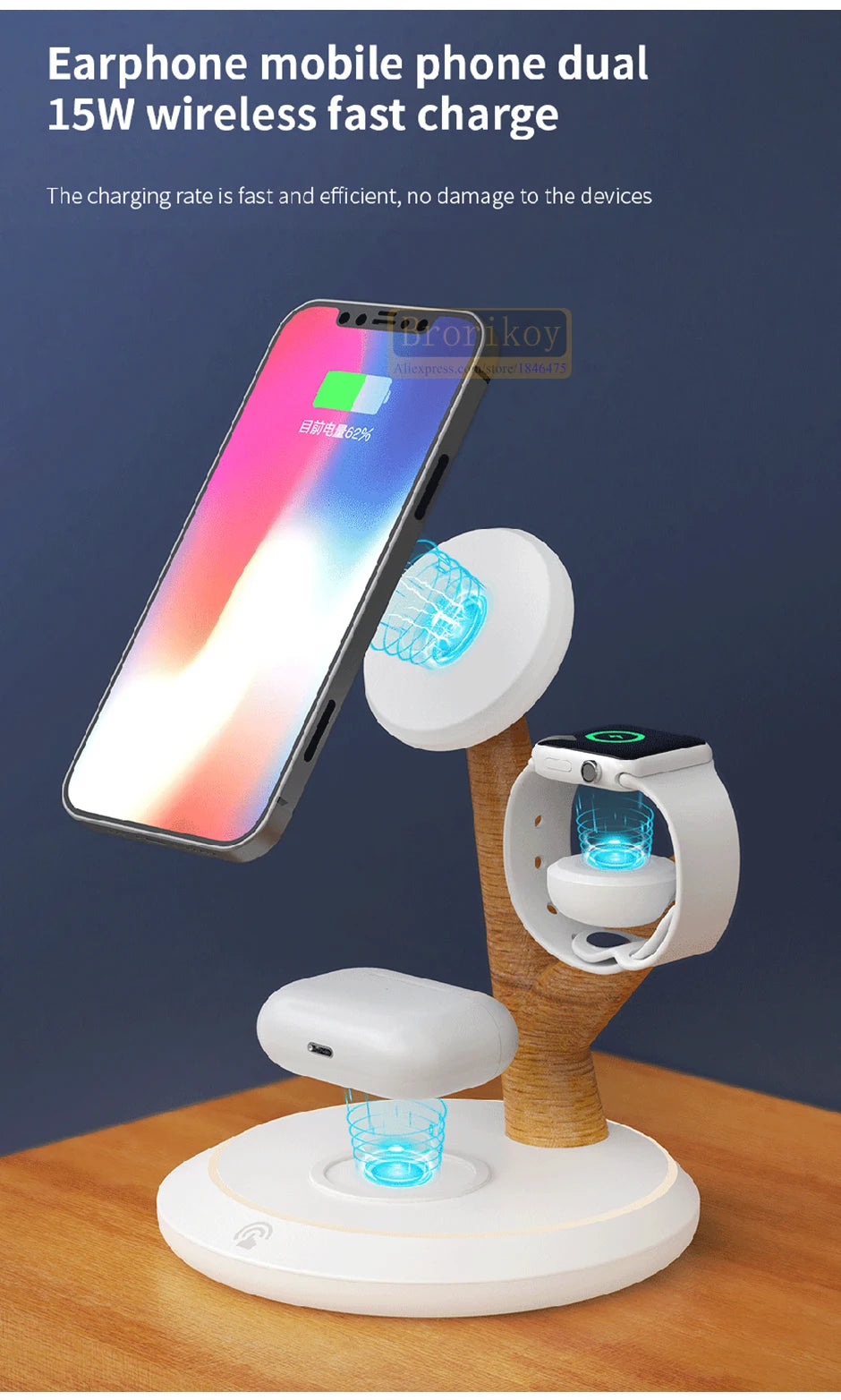 4 in 1 Magnetic 15W Wireless Charger Stand For iPhone 14 ProMax 15 Apple Watch 8 9 7 Airpods Pro PD Fast Charging Station Holder