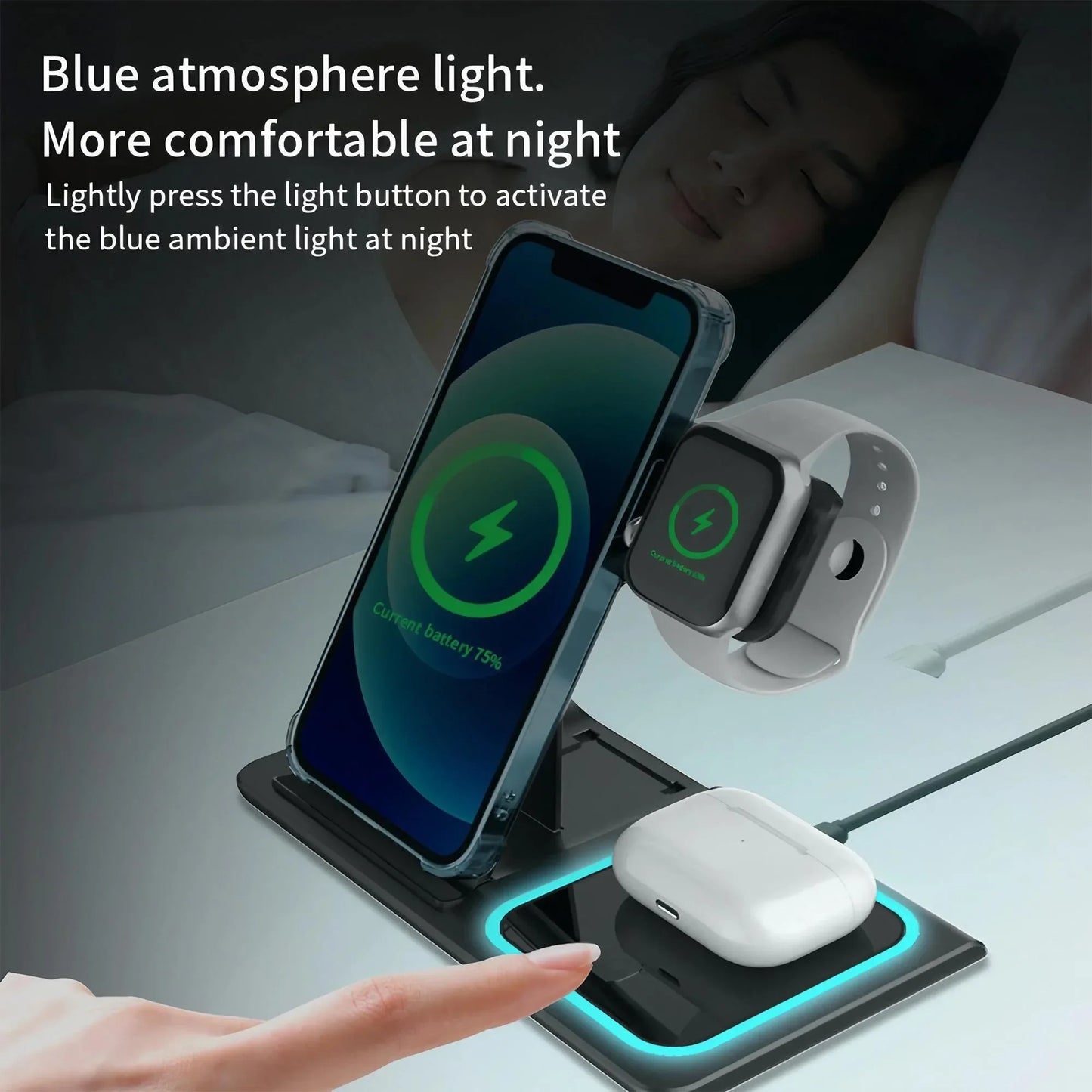 Wireless Charging Station for Magnetic Charging Stand for iPhone Series 15/14/13/12 iWatch Ultra/8/7/6/5 AirPods 3/2/Pro Samsung