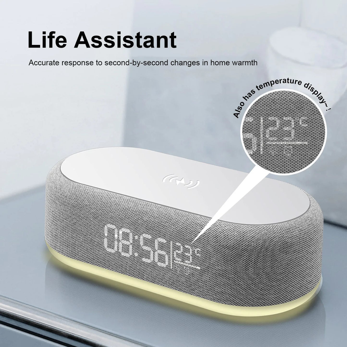 Wireless Charger Alarm Clock Time LED Light Thermometer Phone Charger 15W Fast Charging Dock Station for iPhone 15 14 Samsung