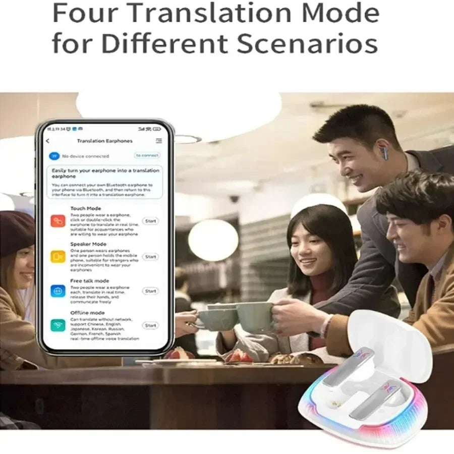 Language Translation Earbuds Translate 114 Languages Simultaneously in Real Time Wireless Bluetooth APP Travel Translator 2024