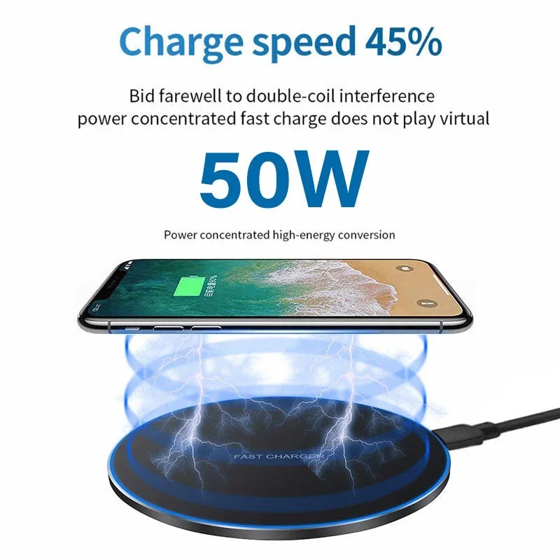 50W Wireless Charges Phone Charger Fast Charging For iPhone 14 Pro Max 12 13 mini 8 Xiaomi Samsung Huawei Wireless Charging Pad