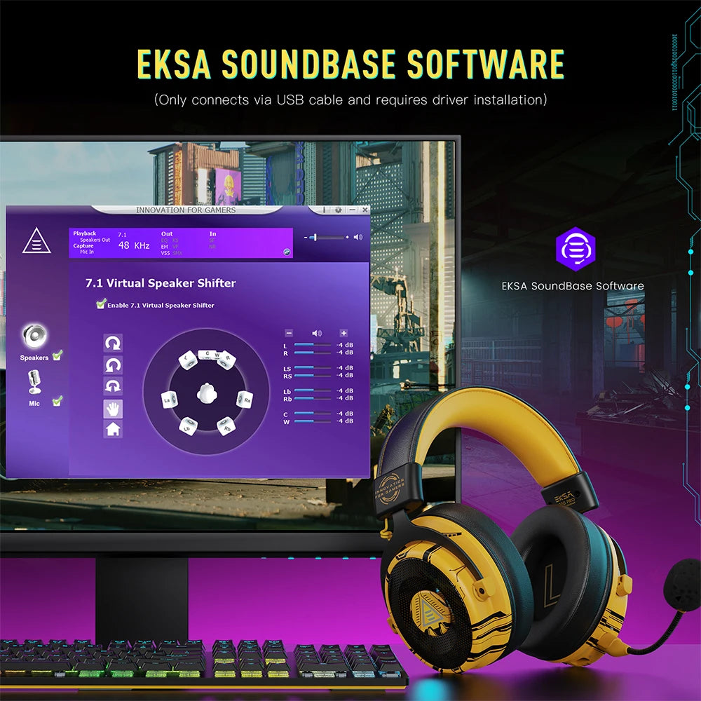 EKSA E900 Pro Upgraded Gaming Headset Gamer 7.1 Surround Wired Headphones with Noise Cancelling Microphones for PC/PS4/PS5/Xbox