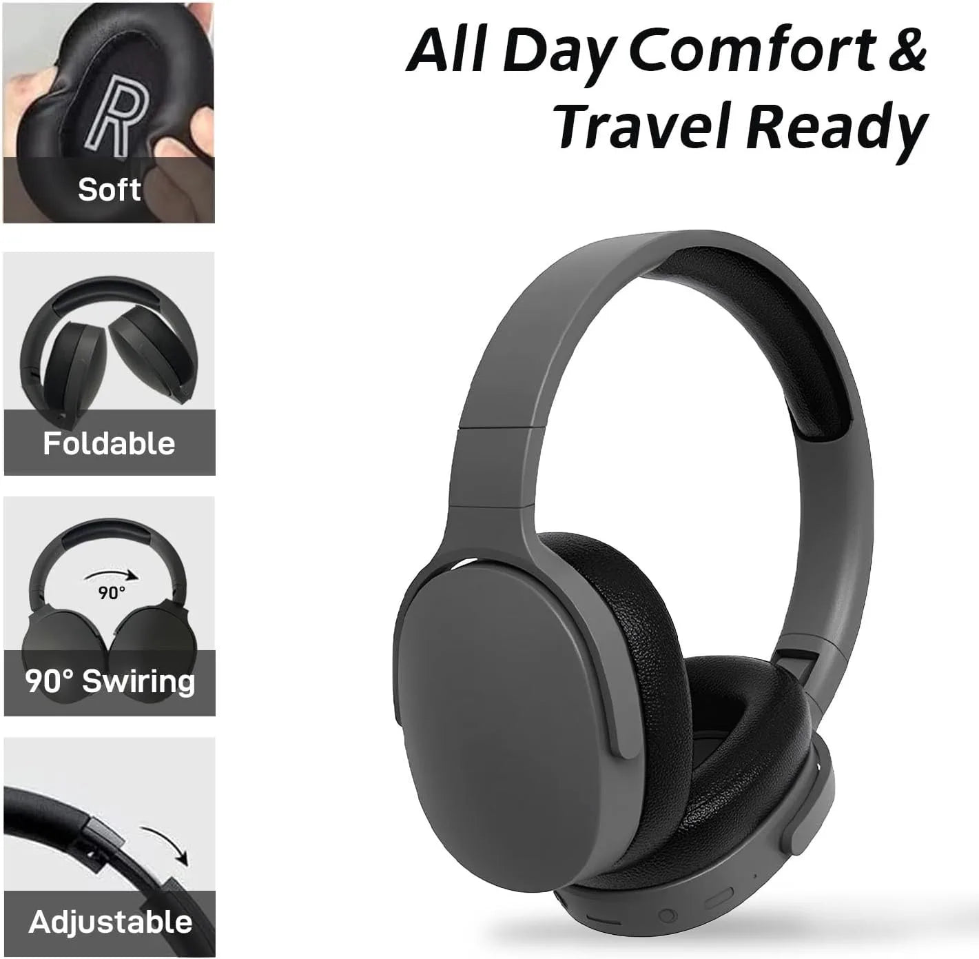 P2961 Over Ear Wireless Bluetooth Headphones HIFI Stereo Headsets True Sports Gamer Earphones TF/AUX Music Player with Mic Gifts