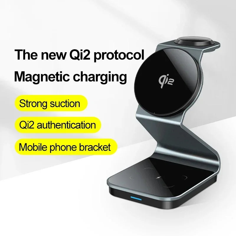 3 in 1 Qi2 Magnetic Wireless Charger For iPhone 16 15 14 13 12 Fast Charging Station For Apple Watch 9 8 7 SE Ultra Airpods Pro