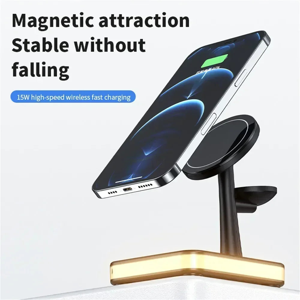 Magnetic 3 in 1 Wireless Charger for IPhone 13/14 15 16 Pro Max/12 15W Fast  Charging Dock Station  Apple Watch AirPods