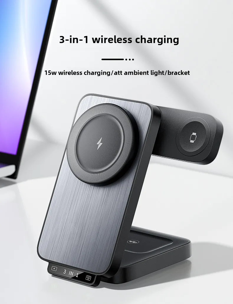 3 in 1 Wireless Charger Stand Magsafe for IPhone 15 14 13 16 Pro Max X 8 XS IWatch 8 7 6 Airpods Pro Fast Charging Dock Station