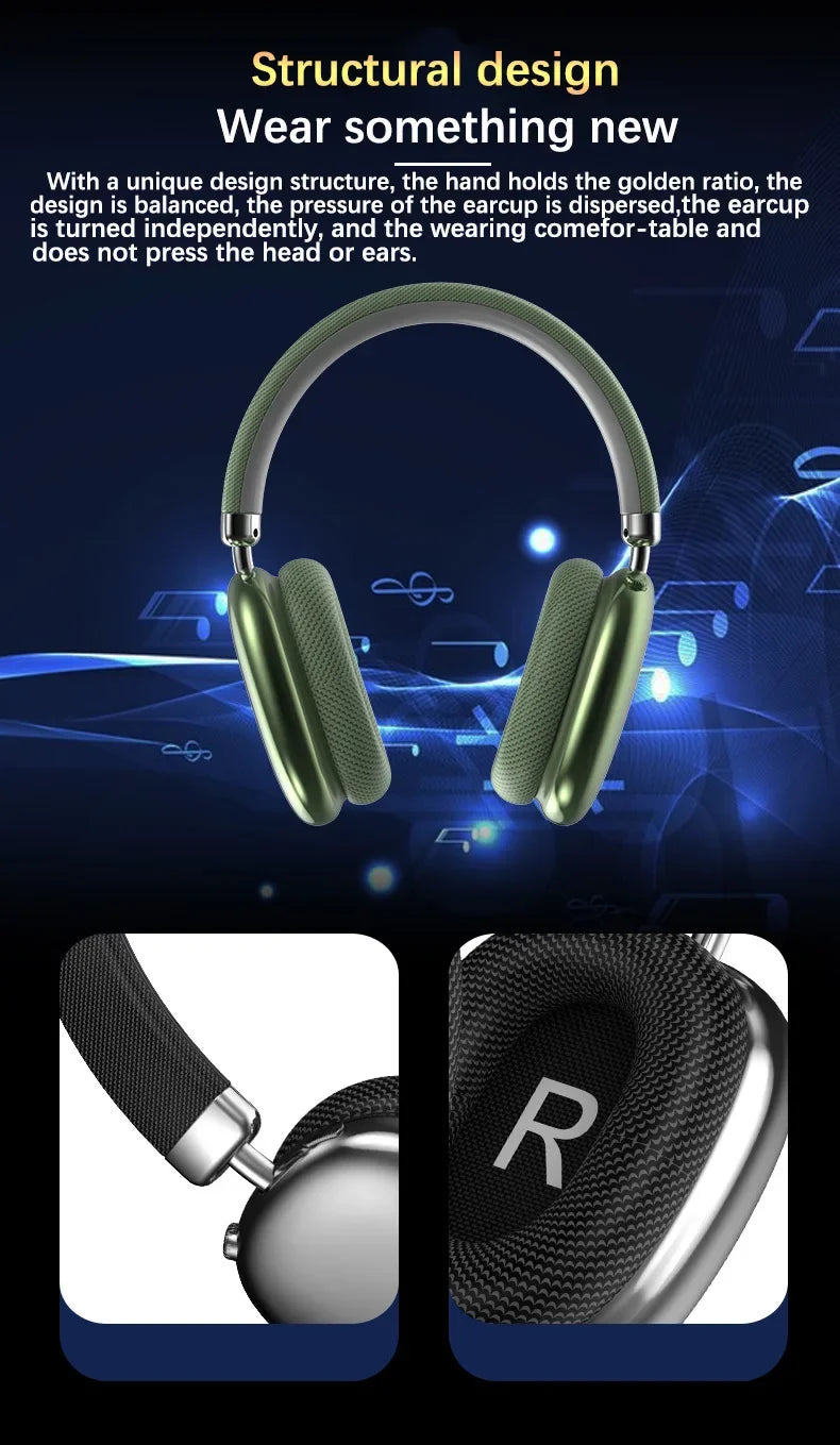 Fashion P959 Wireless Bluetooth Game Headphones Hifi Smart Noise Cancelling Headset 3d Stereo Earphones Sports Headphone Mic